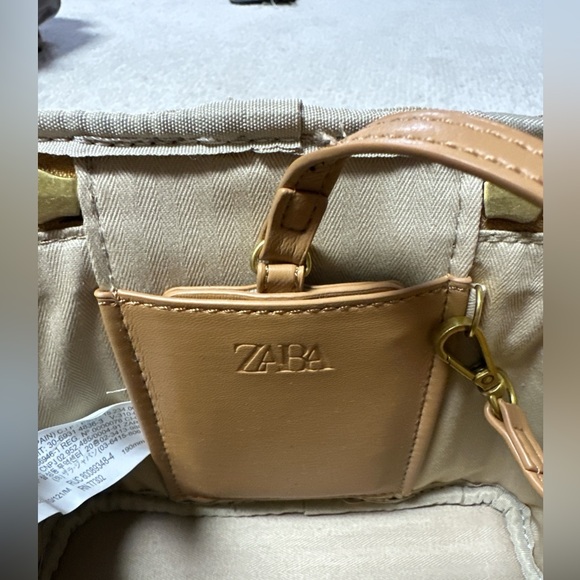 Zara Cosmetics Makeup Bag Toiletry Travel Brown Faux Leather Quilted Mirror - Picture 5 of 6